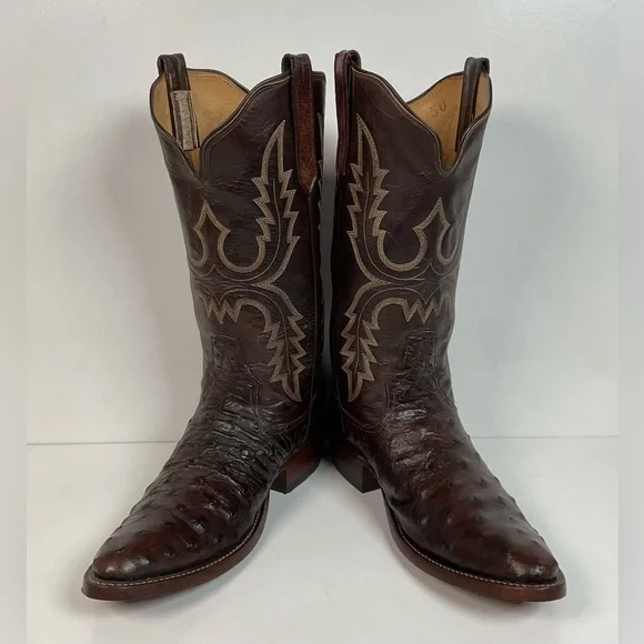 Rios Of Mercedes Tobacco Brown Ostrich Cowboy Boots Men’s 8.5 B | Women’s 9.5 - Picture 7 of 16
